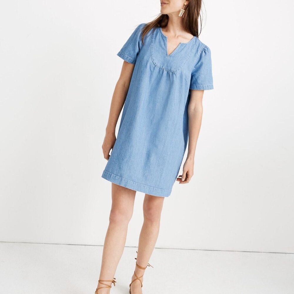 Madewell | Denim Popover Swing Dress in Newsom Wash size S